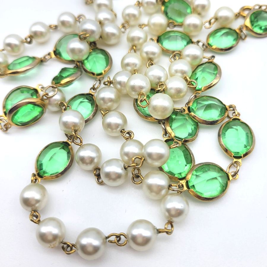 "Emeralds and Pearls" Necklace
