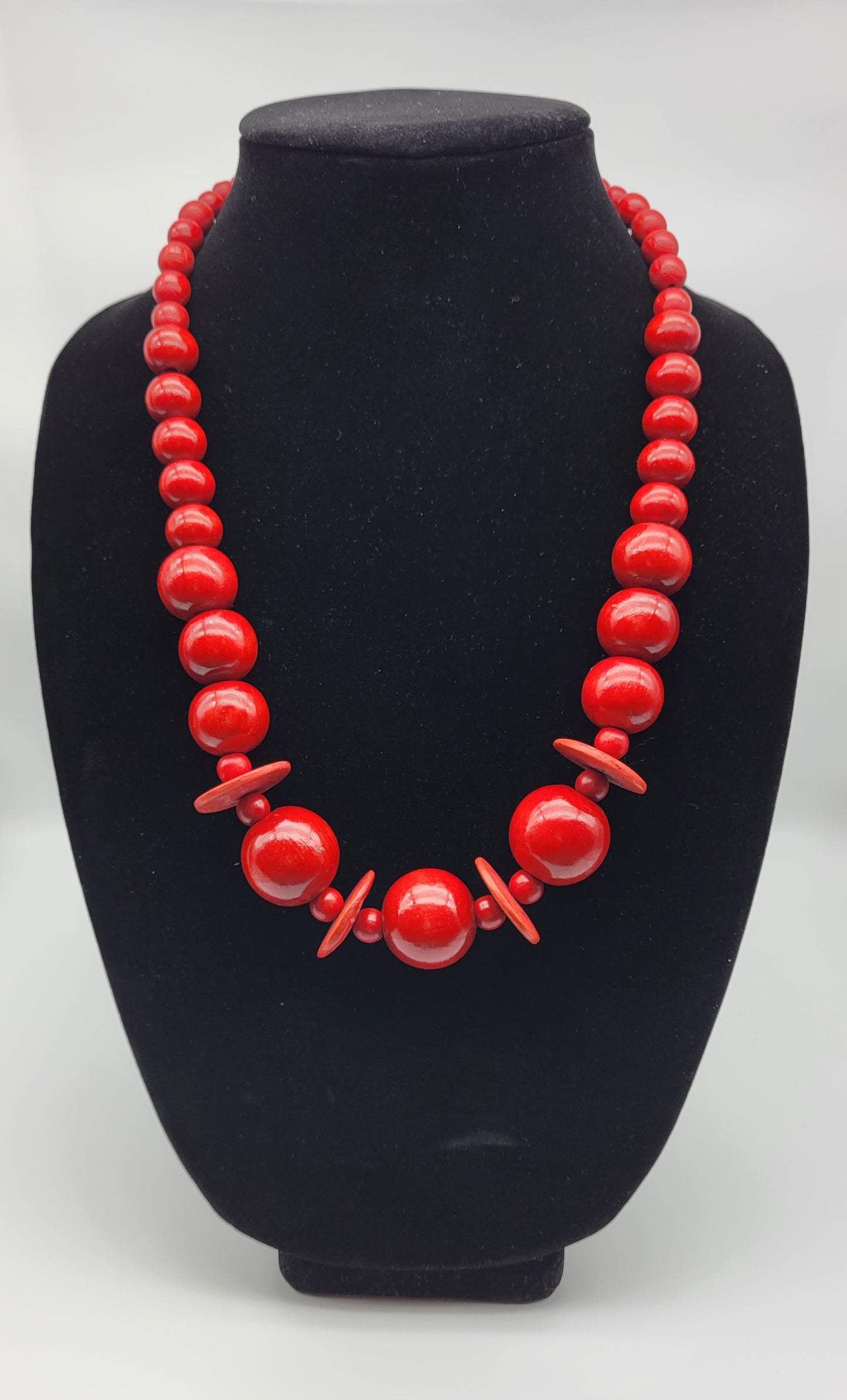 "Red Beads and Saucers" Necklace