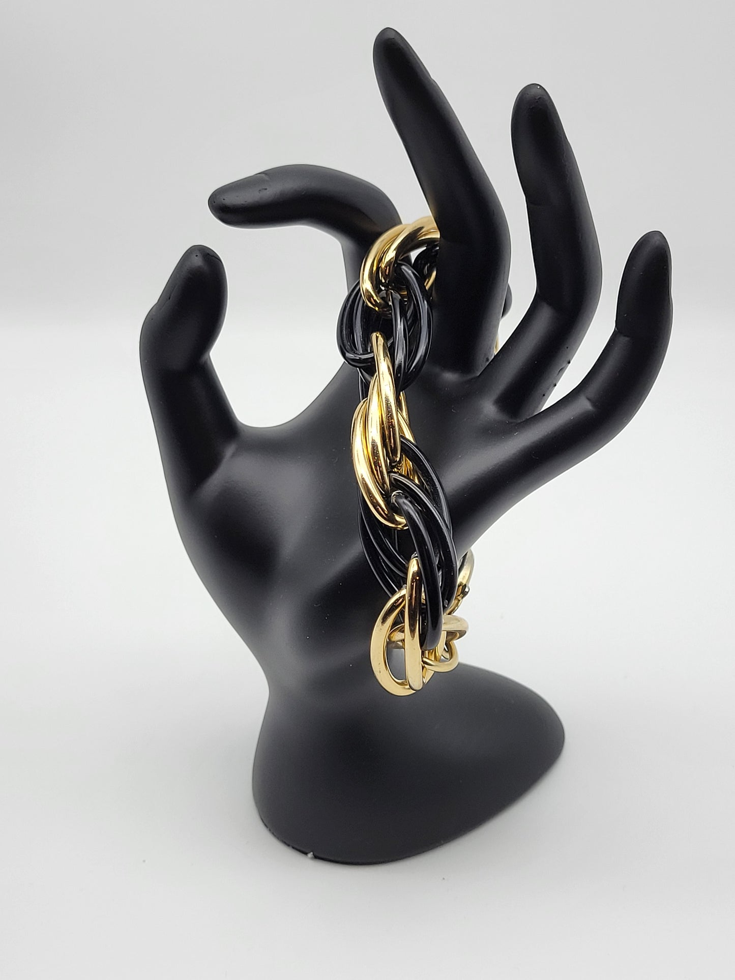 "Onyx and Gold Chain" Bracelet