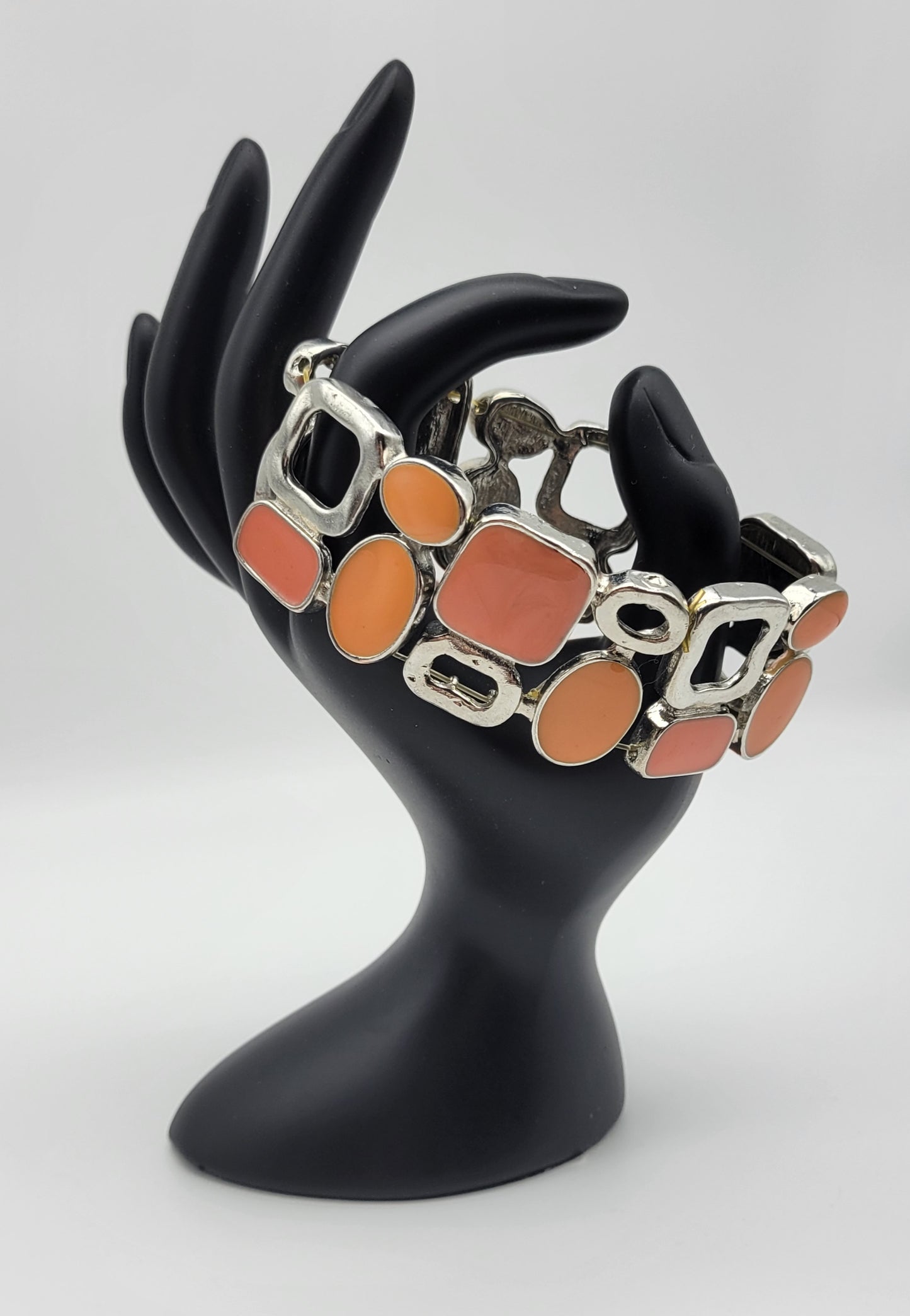 "Coral Squares and Ovals" Bracelet