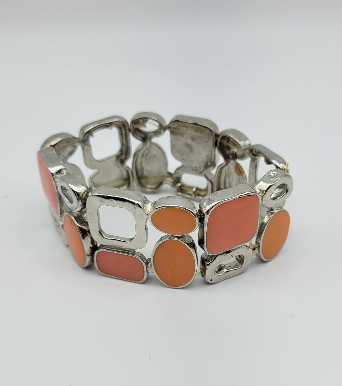 "Coral Squares and Ovals" Bracelet