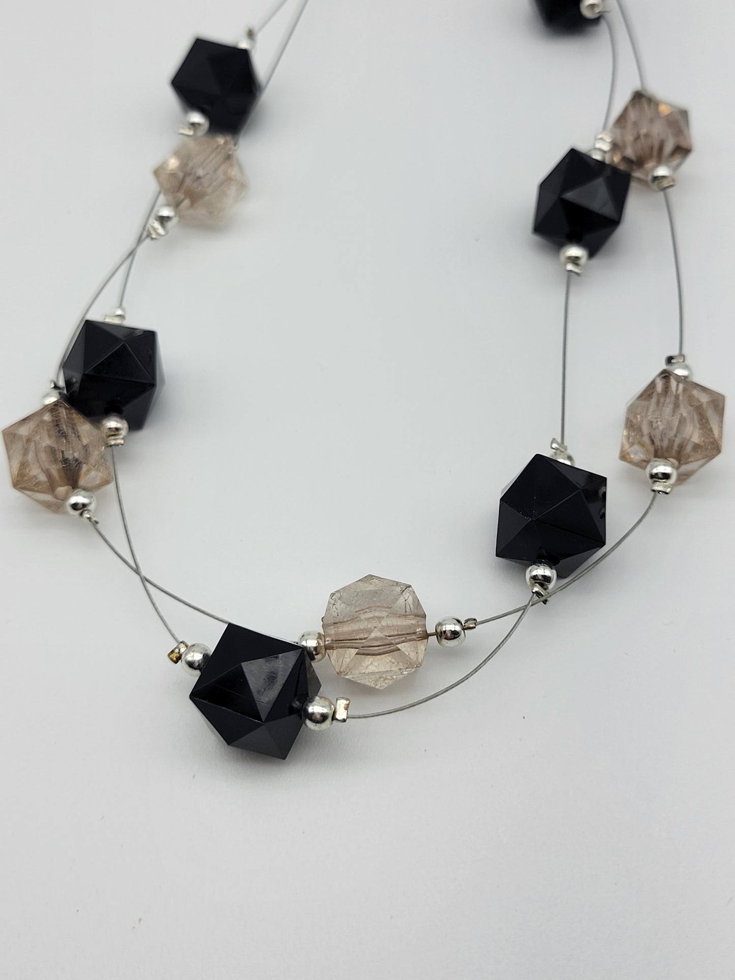 "Cubes in Black and Smoke" Necklace