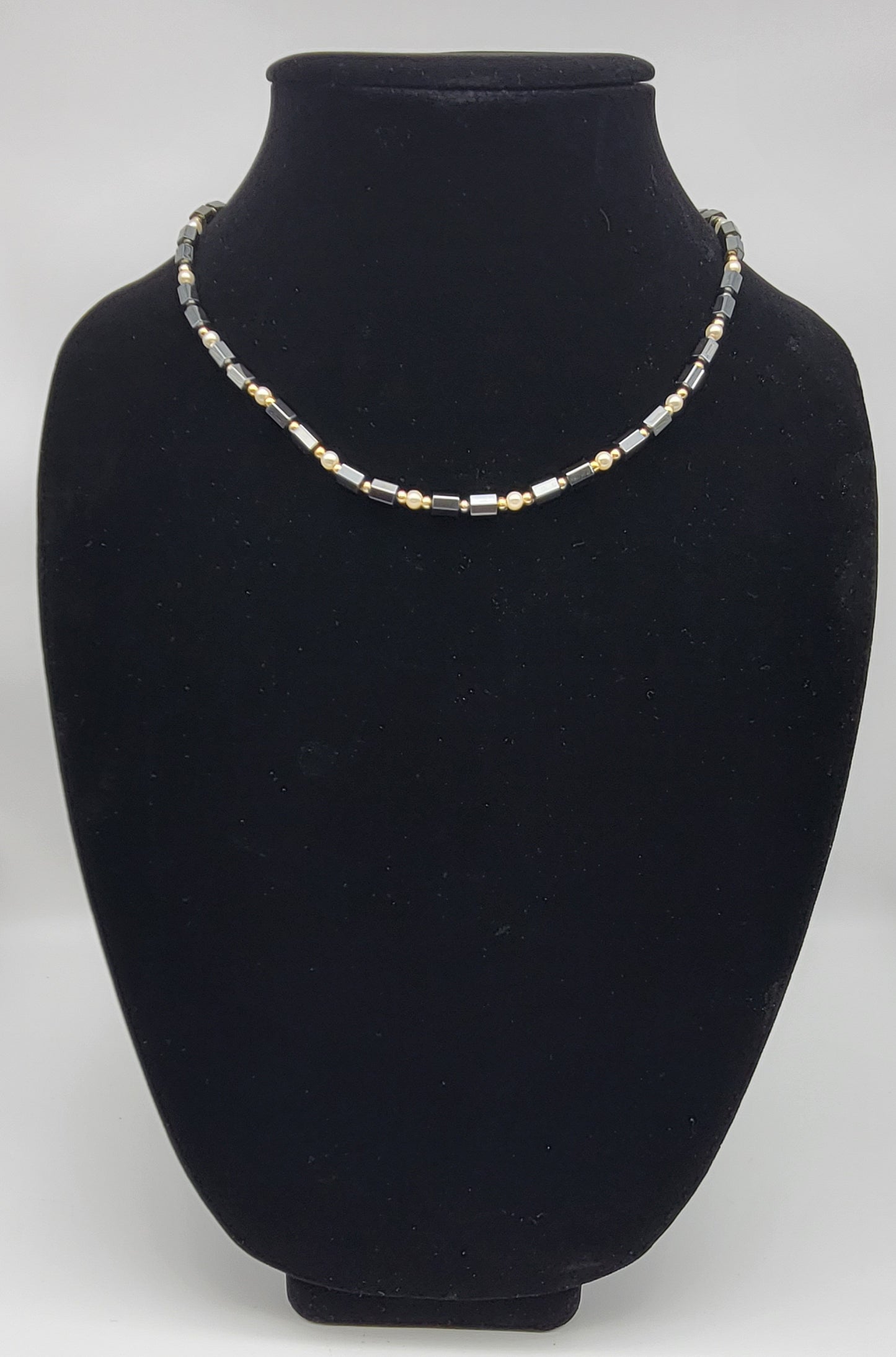 "Graphite and Pearls" Necklace
