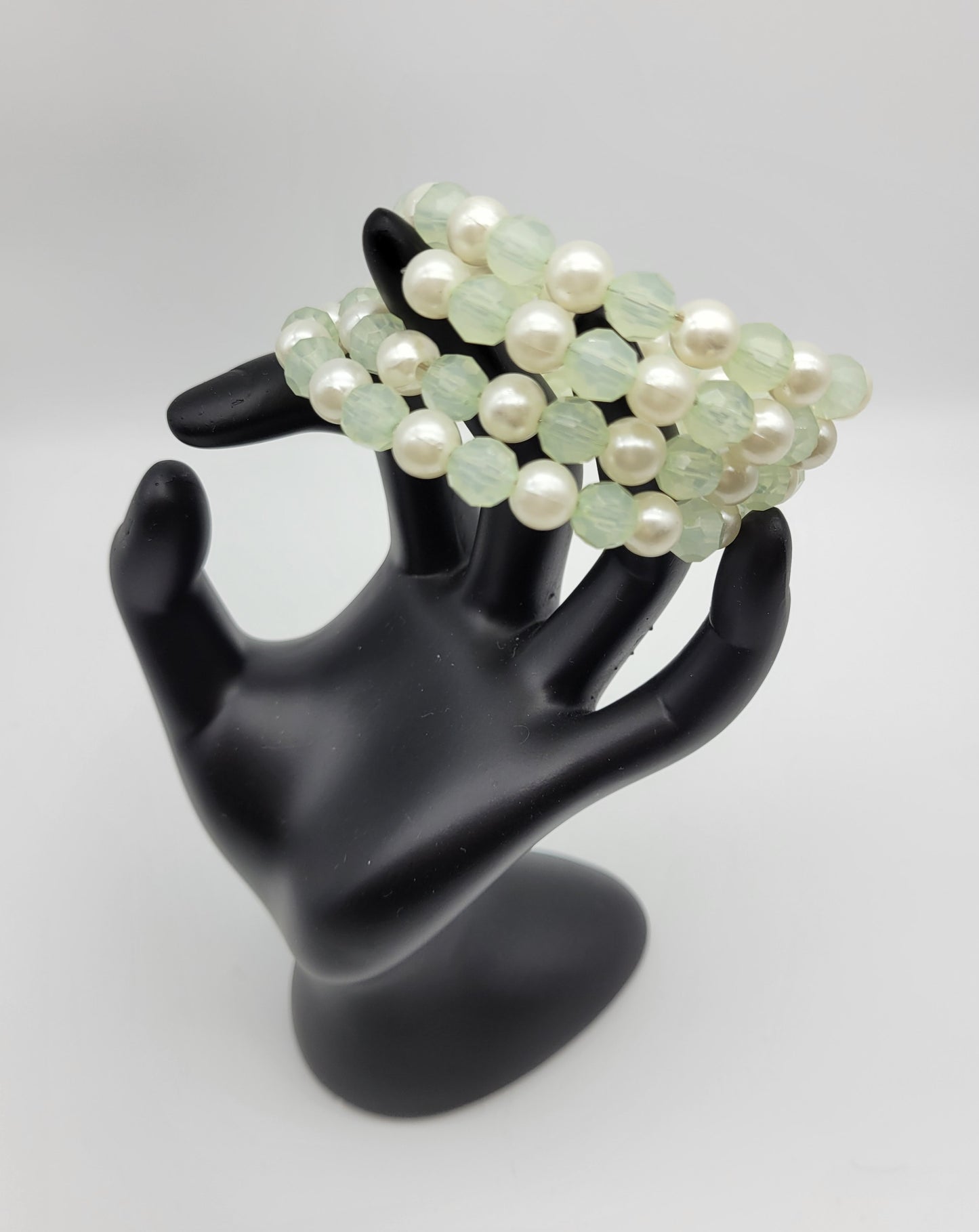"Pale Green and Pearls" Bracelet