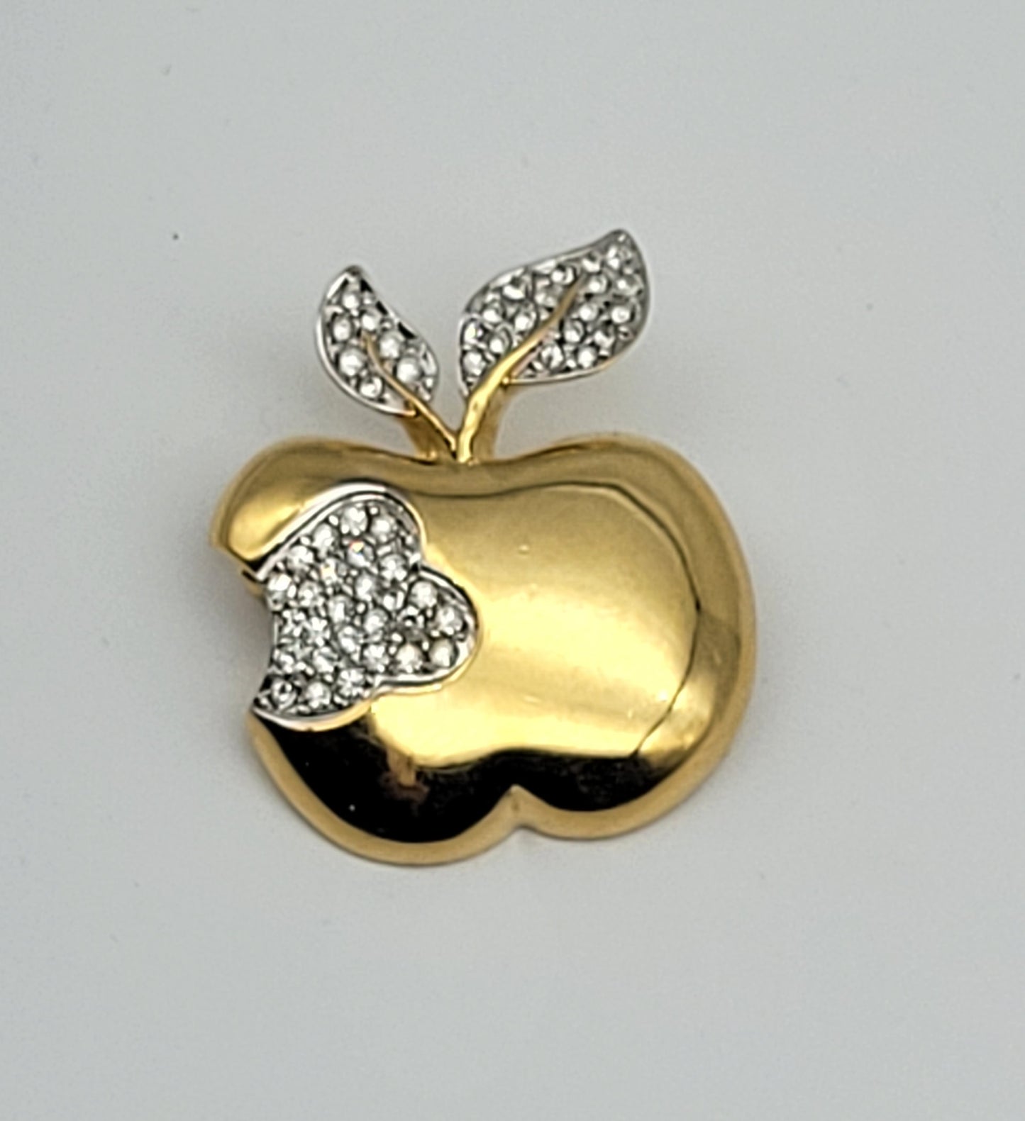 Vintage AFJ Rhinestone Apple Brooch