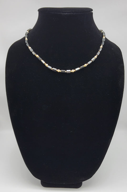 "Graphite and Pearls" Necklace