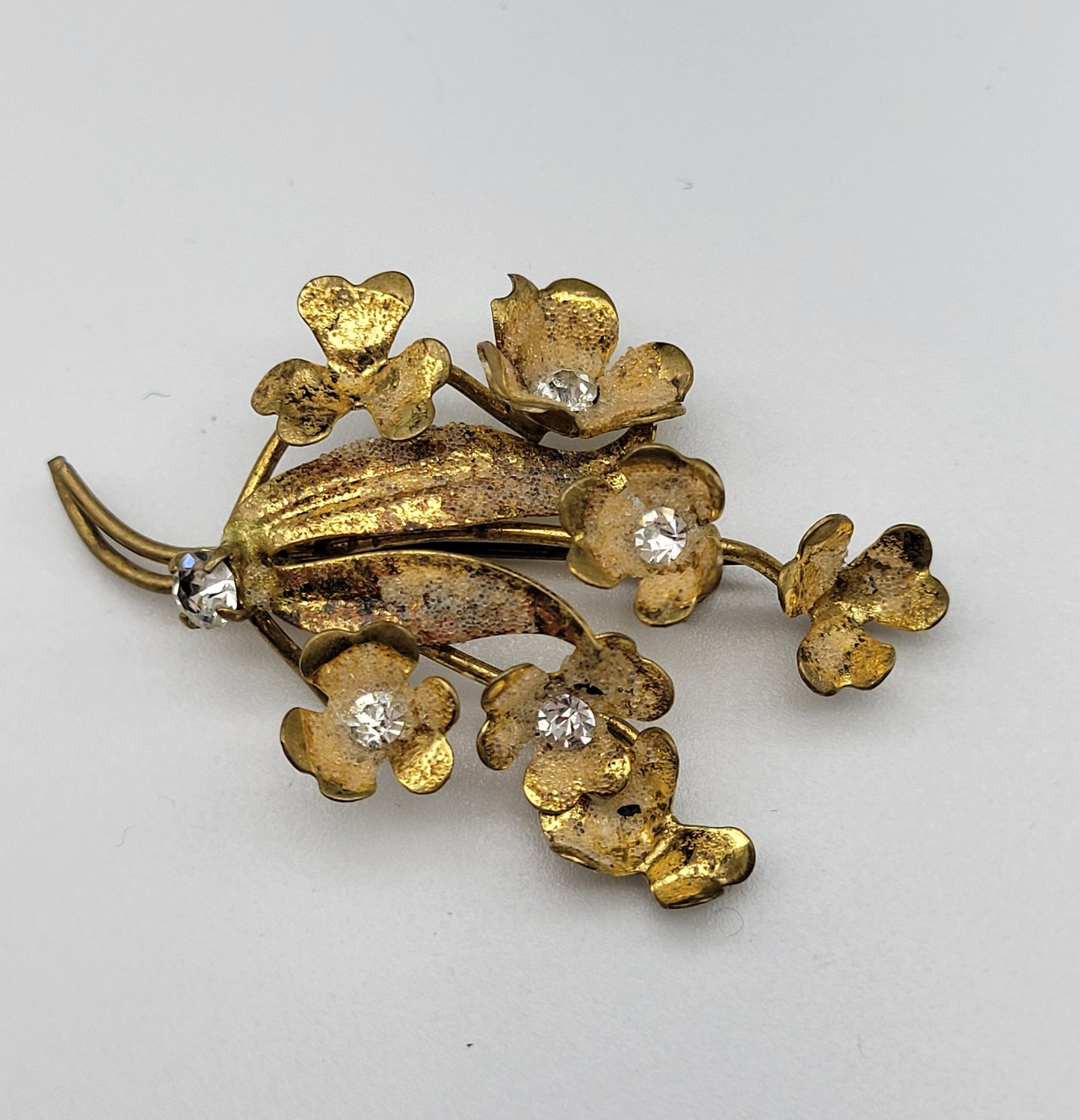 Vintage Gold Flower Bouquet Brooch